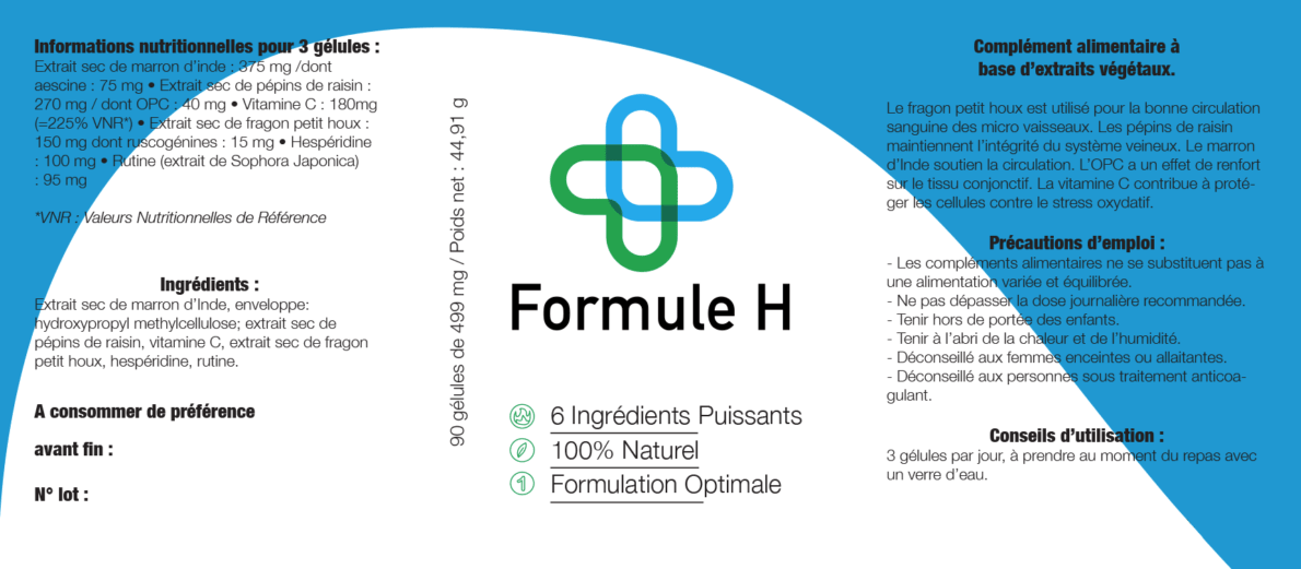 Étiquette infos et composition Formule H